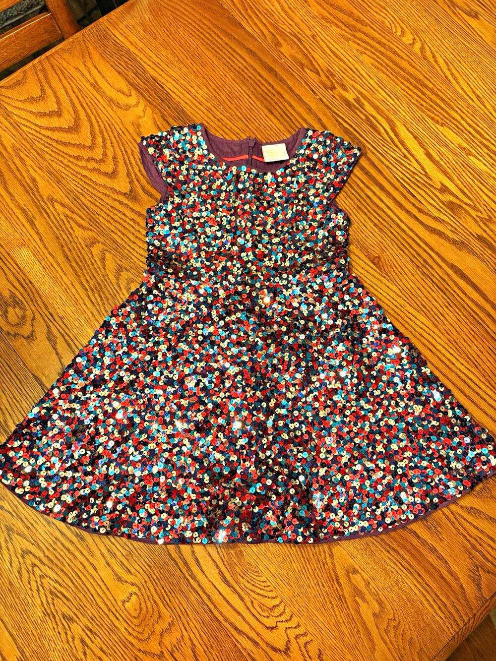 Mini Boden Roald Dahl Multicolor Sequin Party Dress Girls 4-5Y Holiday
